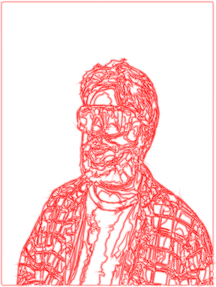 Just one of me, red neon on a white background.