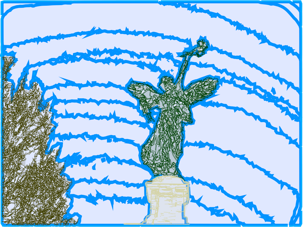 The above above image but with thick blue lines around everything.